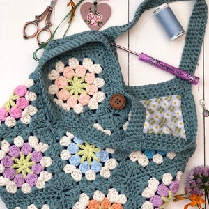 Flower Festival Bag, Granny Square Crochet Pattern,Beach Bag, crochet Pattern, SewHappyCreative, pdf pattern, instant dowload,photo tutorial image 7