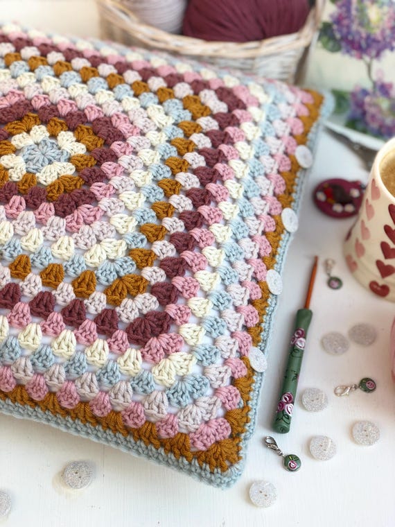 Granny Square Crochet Pillow Pattern: Vintage Cushion Cover (PDF Pattern)