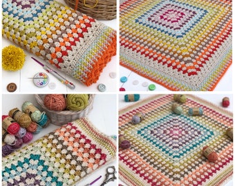 2 Granny Square Crochet Patterns Fairground and Carosuel Baby Blanket Patterns,Pdf Pattern, Instant Download, PDF Crochet Tutorial.