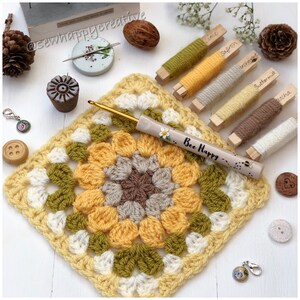 Sunflower Granny Square Crochet Pattern, Motif for Blankets ,crochet Pattern, SewHappyCreative, pdf pattern, instant download photo tutorial image 4