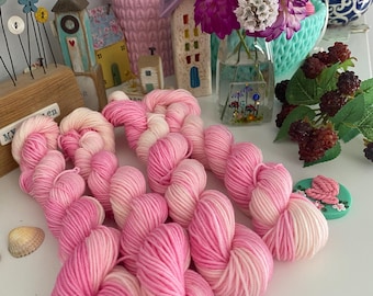 4 PLY platinum Candy Pink Hand Dyed Yarn, 4ply, Fingering, 3 mini skeins, Superwash Merino, nylon, Knitting, Crochet Yarn