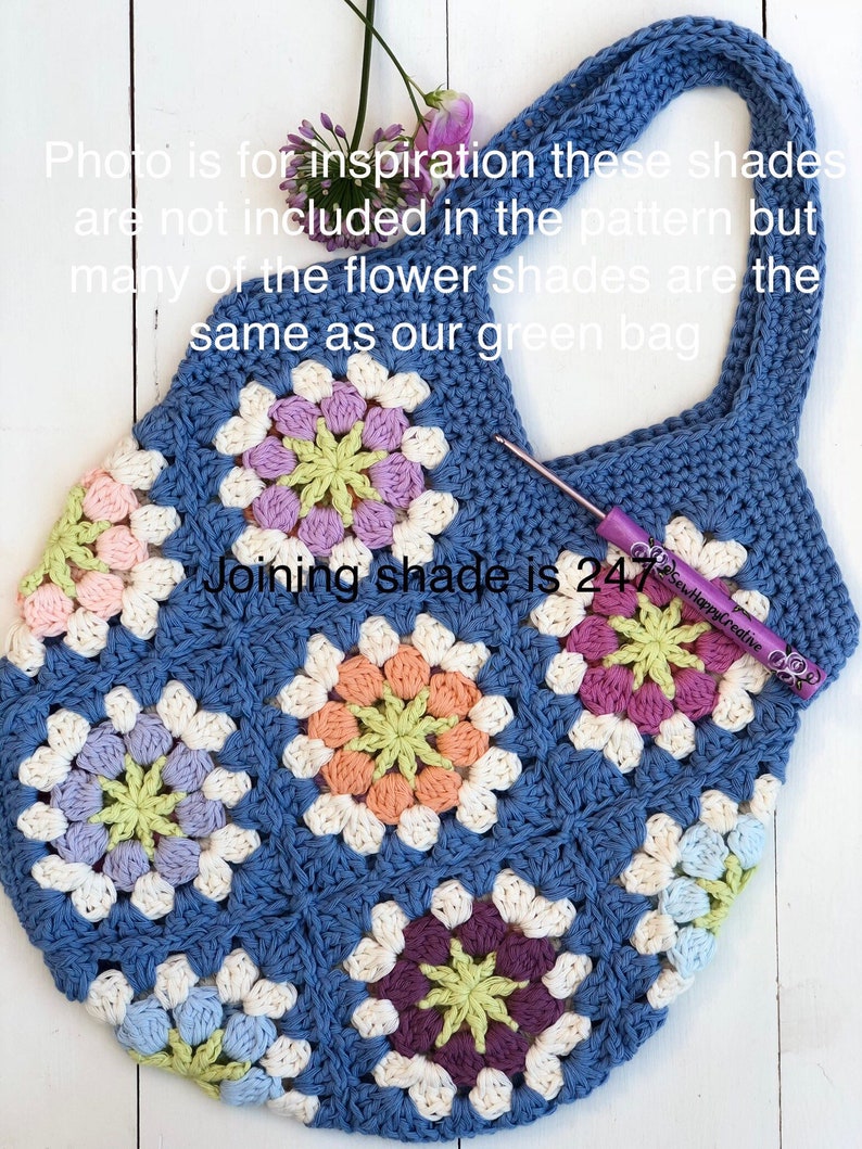 Flower Festival Bag, Granny Square Crochet Pattern,Beach Bag, crochet Pattern, SewHappyCreative, pdf pattern, instant dowload,photo tutorial image 9