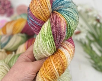 Hand Dyed Aran Yarn Superwash Merino Wool, Knitting Crochet Craft Supplies, SewHappyCreative
