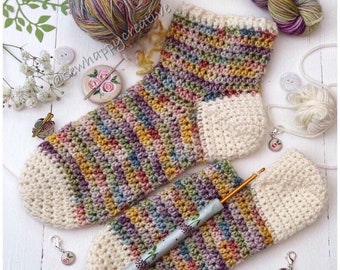 Crochet pattern, Crochet sock Pattern, Duvet Days Sock Pattern, SewHappyCreative Pattern, Instant Download PDF Crochet Tutorial, pdf pattern