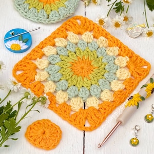 Sunburst Granny Square Crochet Pattern, Motif for Blankets, crochet Pattern, SewHappyCreative, pdf pattern, instant download photo tutorial image 1