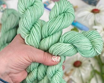 Hand Dyed DK Yarn,  Sparkle, Merino Wool Mini Skein Sea Spray ,knitting,crochet, SewHappyCreative