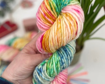 Hand Dyed Yarn Bulky, Rain or Shine, 100grams,Superwash Merino, Knitting, Crochet Yarn, indie dyer Birthday present SewHappyCreative