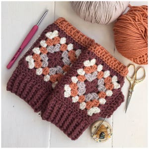 Granny Square Crochet Pattern,Wrist Warmers Pattern, Crochet Pattern, Mitten Pattern, Crochet Mittens,Instant Download PDF Crochet Tutorial. image 3