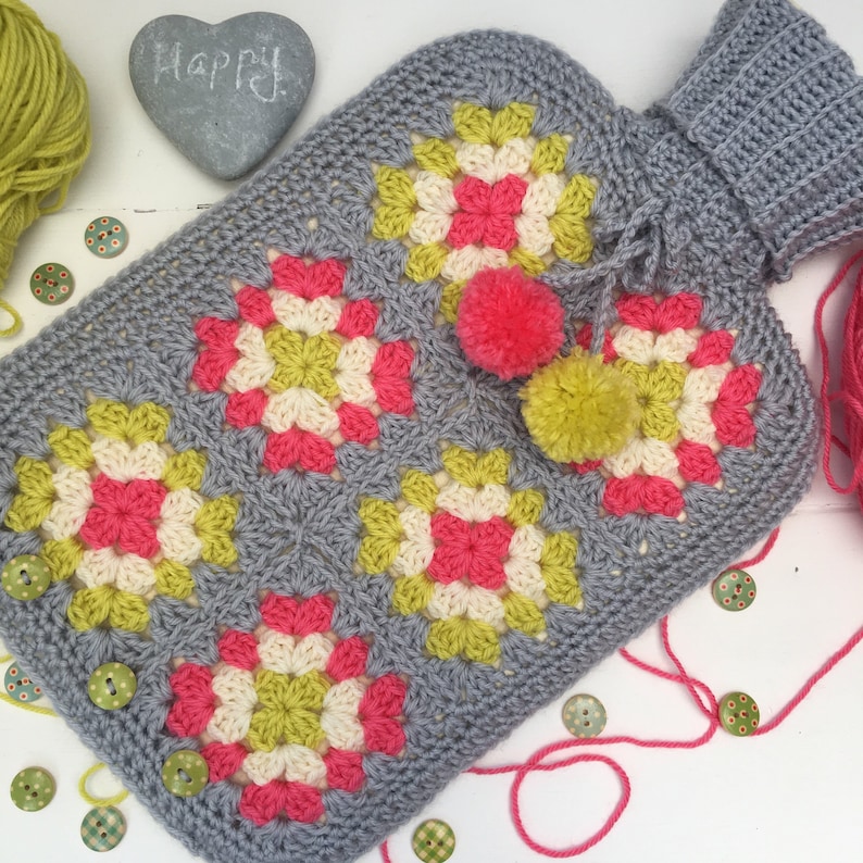 Granny Square Crochet Pattern Hot Water Bottle Cover Pattern Etsy
