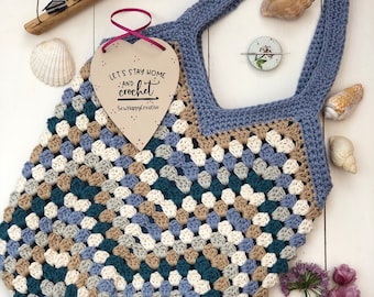 Granny Square Crochet Pattern, Beach Bag, crochet bag Pattern, Market Bag, SewHappyCreative, pdf pattern,instant dowload, photo tutorial