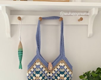 Granny Square Bag Pattern:Digital Download, (PDF pattern), Tote, Waves SewHappyCreative