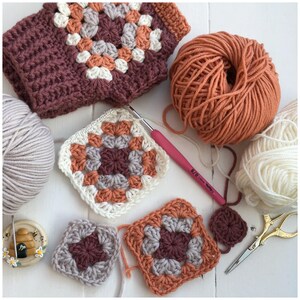 2 Granny Square Crochet Patterns, Wrist Warmers Pattern, Crochet Cowl Pattern, Mitten Pattern,Instant Download PDF, Crochet photo Tutorial. image 9