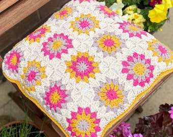 Granny Square Pattern, Crochet Pattern, Crochet Pillow ,Mustard Medley Cushion pattern,PDF Pattern, PDF Crochet Tutorial Instant Download