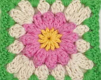 Daisy Granny Square crochet pattern, Flower Power, crochet blanket, pdf pattern instant download, photo, digital, SewHappyCreative.