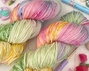 Hand Dyed Aran Yarn Superwash Merino Wool, Knitting Summer Shed Crochet Craft Supplies, SewHappyCreative