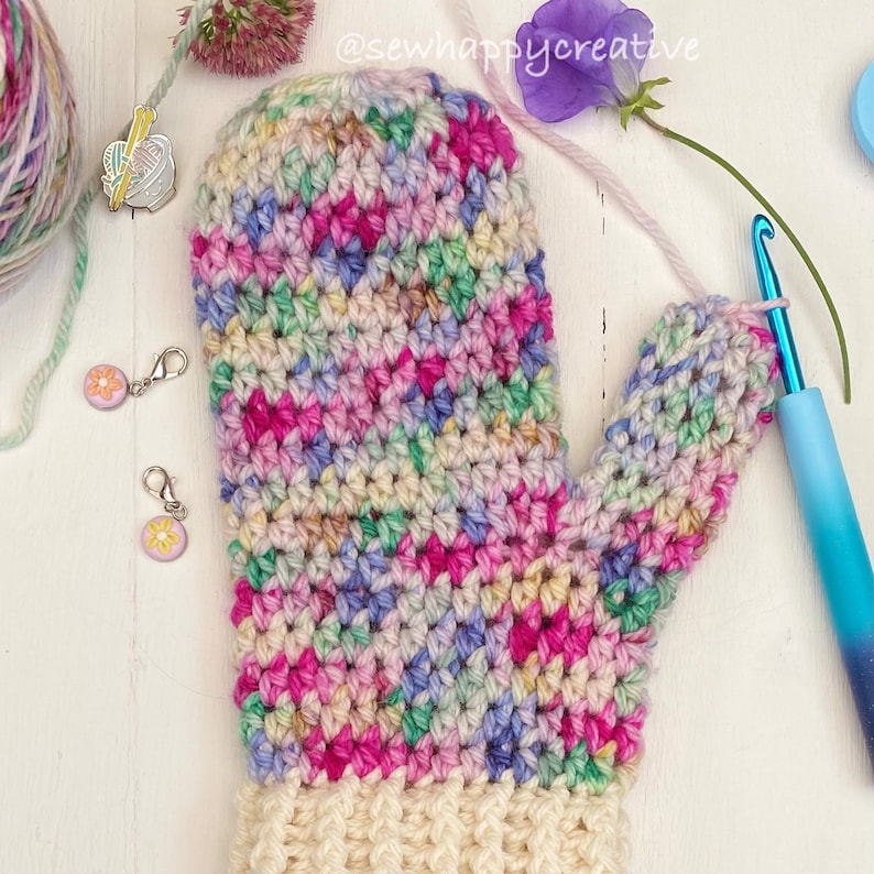 Crochet Mitten Pattern, Glove Pattern, Winter Warming Mitten Pattern, Instant Download, PDF Crochet Tutorial, PDF Pattern, SewHappyCreative image 7