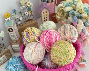 Hand Dyed DK Yarn Balls: Merino Blend Lucky Dip Mini Skeins Knitting, Crochet SewHappyCreative