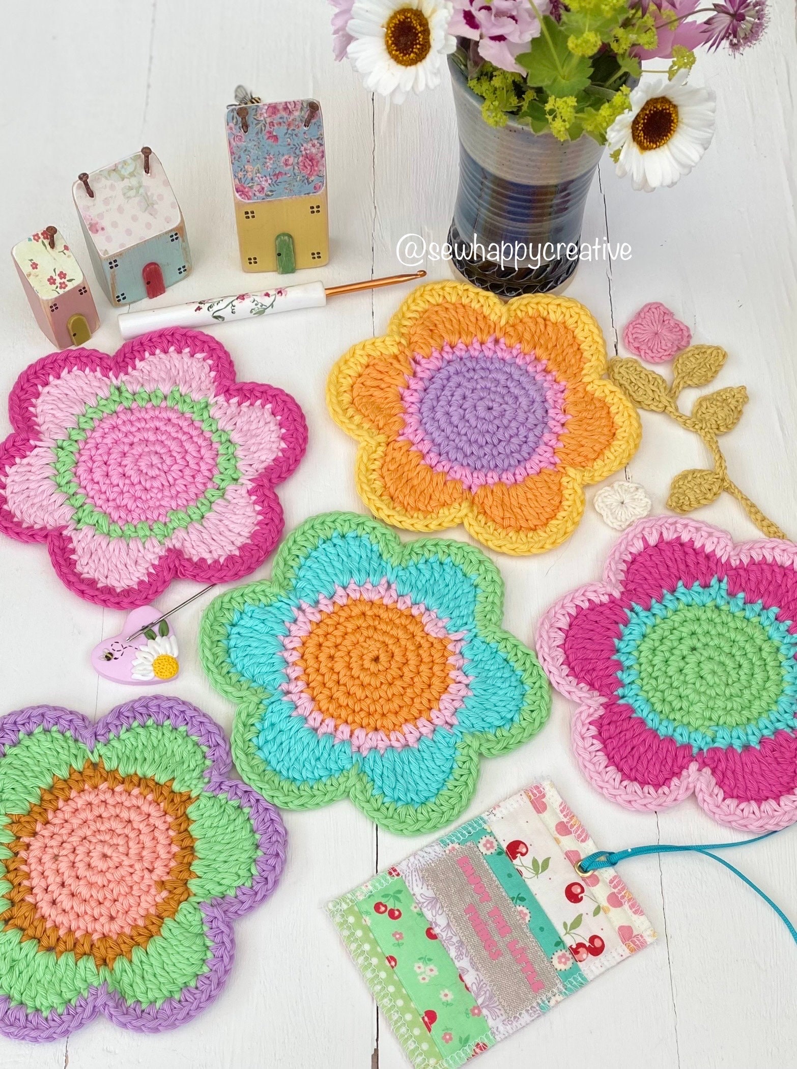Square Crochet Coasters - One Cup at a Time Designer Remix