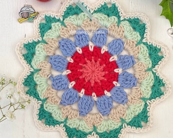 Crochet Pattern, Crochet Coaster, Flower Pattern Mandala, coaster, pdf pattern instant download, photo tutorial, digital SewHappyCreative