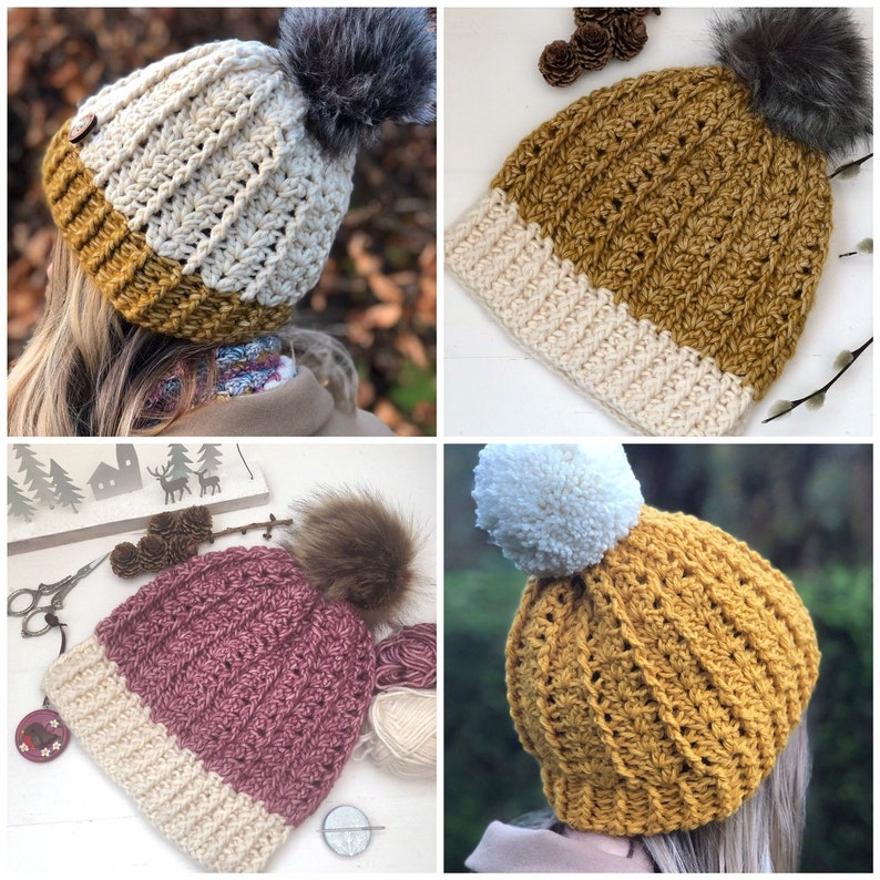 Crochet Hat Pattern, Crochet Pattern, Snow Days Crochet Hat Pattern,Crochet Beanie Hat, Instant Download PDF Crochet Tutorial, pdf pattern. image 5