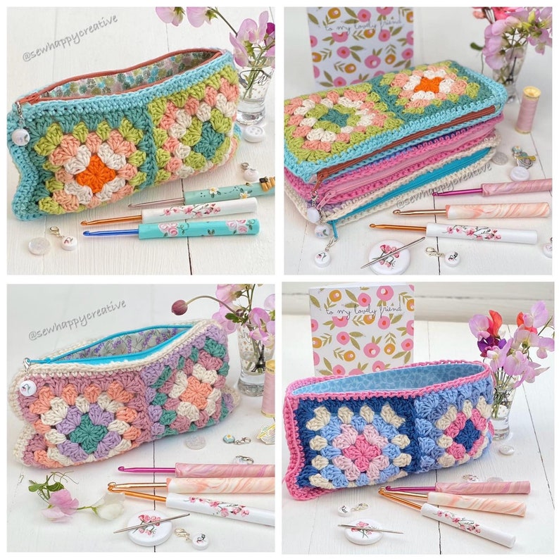 Granny Square crochet pattern, Zipper pouch, crochet bag,Notions Pouch, Purse Crochet Pattern, pdf pattern instant download, photo tutorial image 5