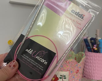 Addi Unicorn Circular Knitting Needles - 60cm Pink Cord