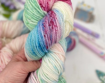 Hand Dyed Aran Yarn, Waterlilly, Superwash Merino Wool, Knitting Crochet SewHappyCreative