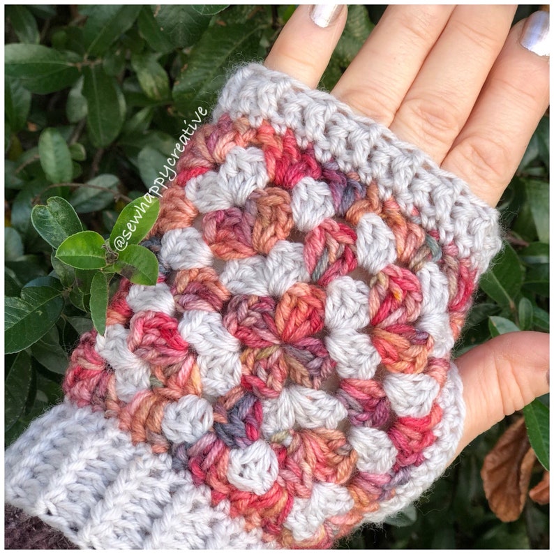 2 Granny Square Crochet Patterns, Wrist Warmers Pattern, Crochet Cowl Pattern, Mitten Pattern,Instant Download PDF, Crochet photo Tutorial. image 4