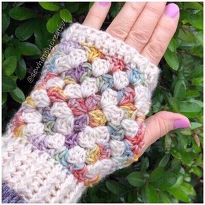 Granny Square Crochet Pattern,Wrist Warmers Pattern, Crochet Pattern, Mitten Pattern, Crochet Mittens,Instant Download PDF Crochet Tutorial. image 2