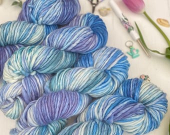 Hand Dyed Yarn Bulky: Over The Moon 100grams,Superwash Merino, Knitting, Crochet , SewHappyCreative