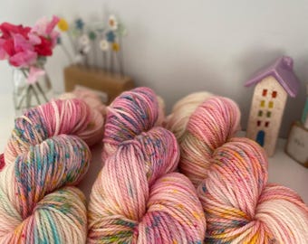 Hand Dyed Aran Yarn, lovely button , Superwash Merino Wool, Knitting Crochet SewHappyCreative