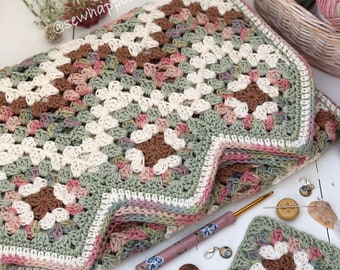 Granny Square Crochet Pattern, Granny Square Ripple Baby Blanket Pattern, crochet tutorial, pdf pattern, instant download, photo tutorial.