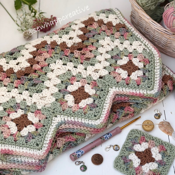 Granny Square Crochet Pattern, Granny Square Ripple Baby Blanket Pattern, crochet tutorial, pdf pattern, instant download, photo tutorial.