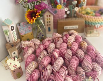 Hand Dyed  Yarn, DK Mini Skeins, Autumn Berry blend knitting, crochet SewHappyCreative