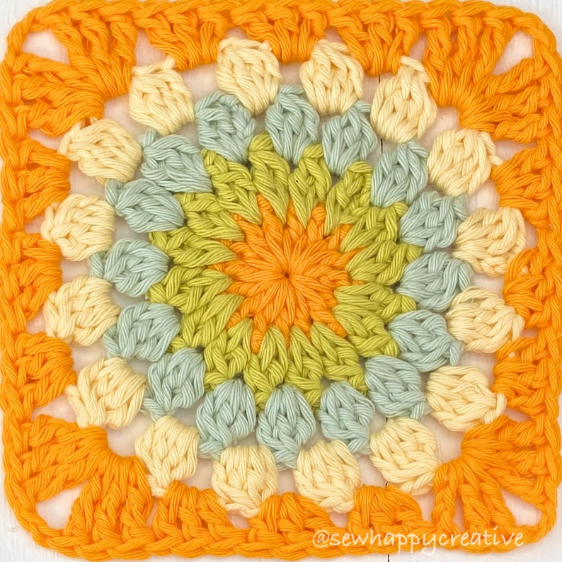 Sunburst Granny Square Crochet Pattern, Motif for Blankets, crochet Pattern, SewHappyCreative, pdf pattern, instant download photo tutorial image 3