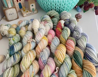 Hand Dyed Yarn DK Bundle  : Merino Blend, Crochet, Seaside Box Knitting SewHappycreative