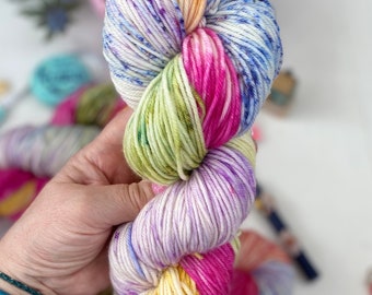 Rainbow Drops: Hand Dyed Yarn 100grams DK Superwash Merino & Nylon, Knitting and Crochet Yarn SewHappyCreative