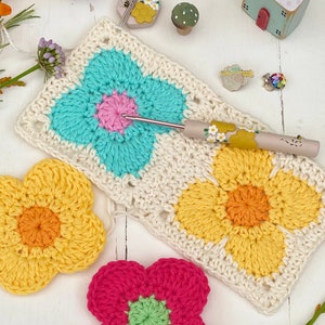 Crochet Pattern, Granny Square, Blooming Granny Square Pattern, pdf pattern instant download, photo tutorial, digital SewHappyCreative