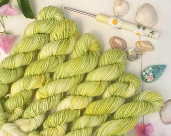 Hand Dyed  Yarn, DK Mini Skeins, Elderflower Water blend knitting, crochet SewHappyCreative
