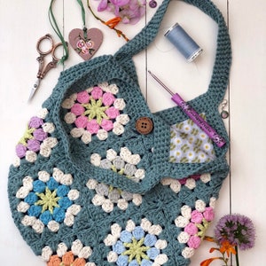 Flower Festival Bag, Granny Square Crochet Pattern,Beach Bag, crochet Pattern, SewHappyCreative, pdf pattern, instant dowload,photo tutorial image 5