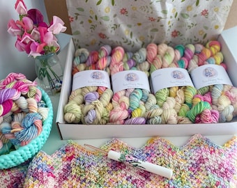 Hand Dyed Yarn DK Bundle  : Merino Blend, Crochet, Knitting SewHappycreative