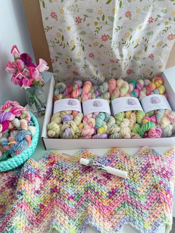 Hand Dyed Yarn DK Bundle  : Merino Blend, Crochet, Knitting SewHappycreative