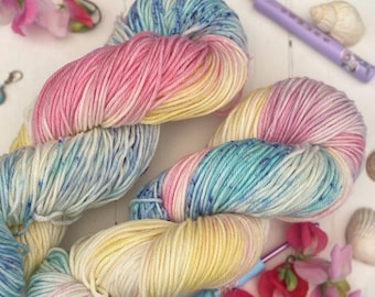 Hand Dyed Yarn DK:  Merino Blend, Knitting,Crochet, CamperVan sunset , SewHappyCreative