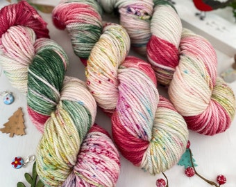 New Year New Yarn  Hand Dyed Yarn Aran, 100grams, Superwash Merino, Knitting, Crochet Yarn, indie dyer Christmas present sewhappycreative