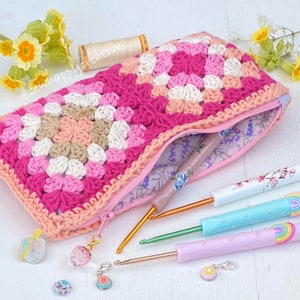 Granny Square crochet pattern, Zipper pouch, crochet bag,Notions Pouch, Purse Crochet Pattern, pdf pattern instant download, photo tutorial image 6