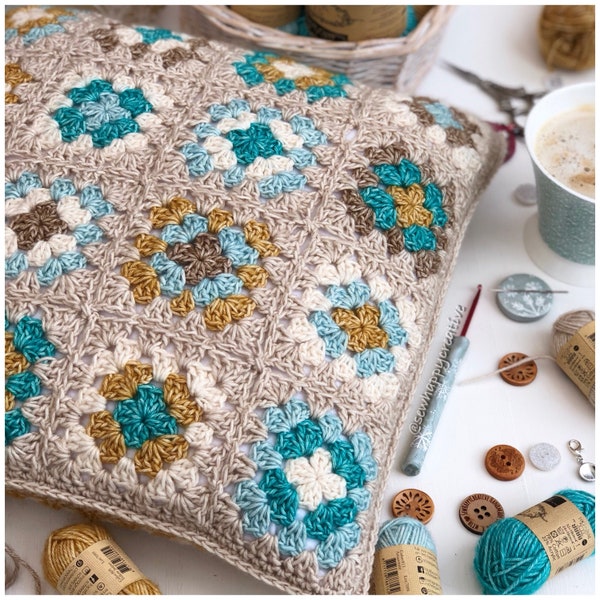 Granny Square Crochet Pattern,Crochet Pillow Pattern,Crochet Cushion pattern,PDF Pattern, PDF Crochet Tutorial Instant Download.