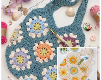 Granny Square Crochet Bag Pattern: Flower Festival, Sunburst PDF Pattern 2 patterns SewHappyCreative