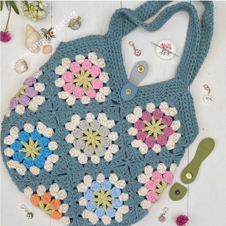 Flower Festival Bag, Granny Square Crochet Pattern,Beach Bag, crochet Pattern, SewHappyCreative, pdf pattern, instant dowload,photo tutorial image 2
