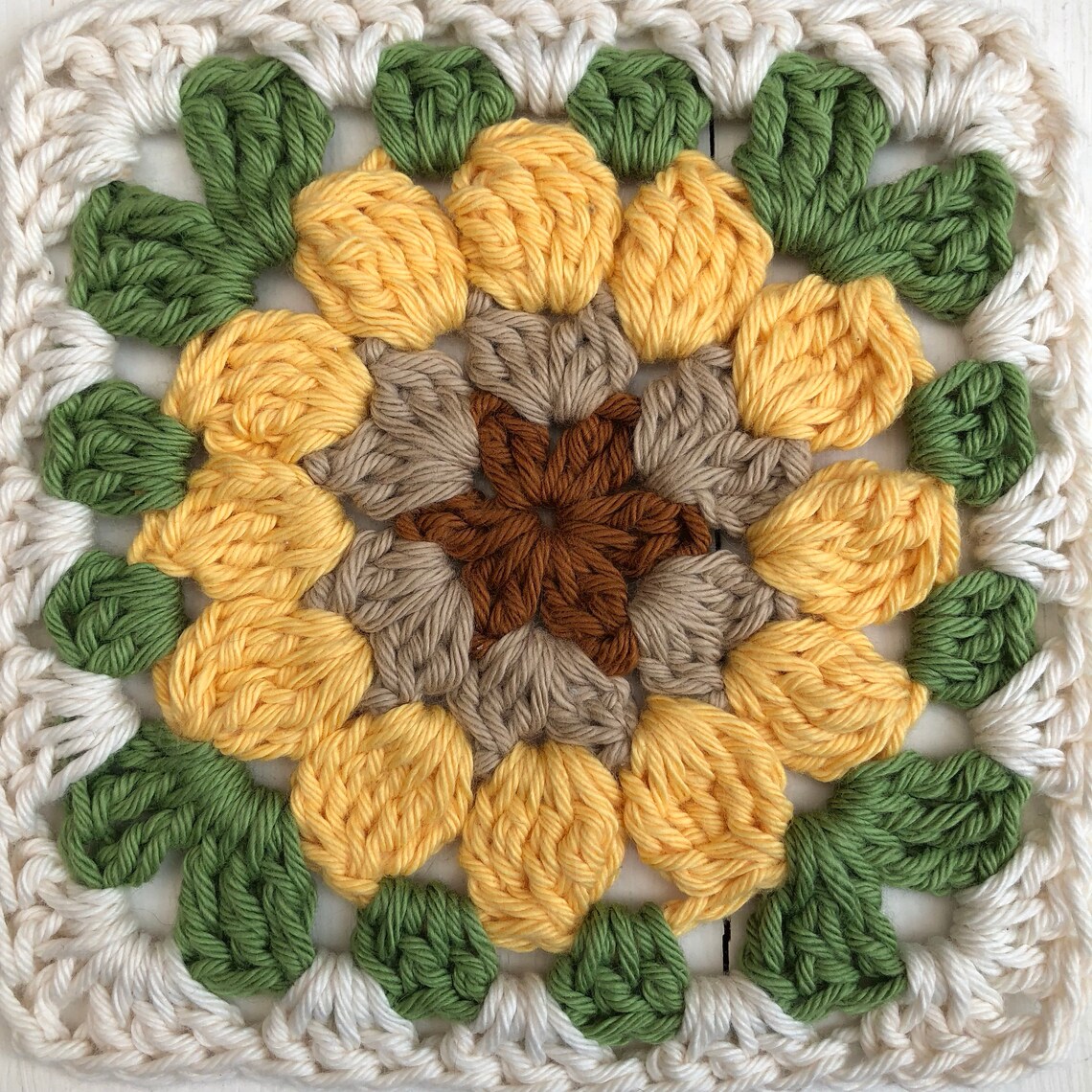 Sunflower Granny Square Crochet Pattern Motif for Blankets Etsy