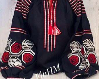 Oekraïense Vyshyvanka Oekraïens geborduurd blauwe blouse Roemeens shirt Boho Ethno Folk linnen blouse cadeau voor haar